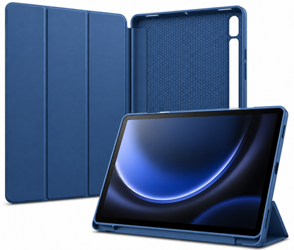 Ultra-Thin PU Leather Magnetic Case with Pencil Holder for Samsung Galaxy Tab S9 – Full Body Protective Folio Cover (Blue)