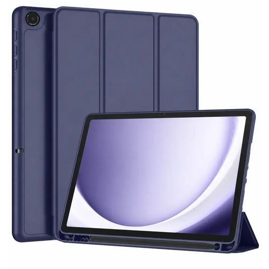 Ultra-Thin PU Leather Magnetic Case with Pencil Holder for Samsung Galaxy Tab A9 – Full Body Protective Folio Cover (Blue)