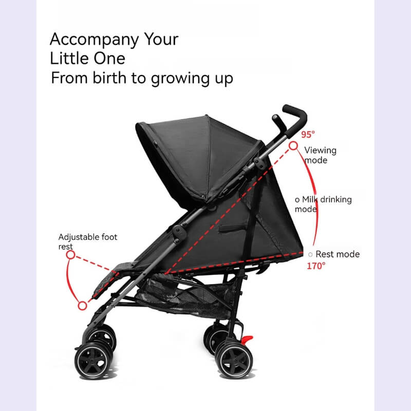 Comfortable & Portable Baby Umbrella Stroller with a Rain Cover-Black