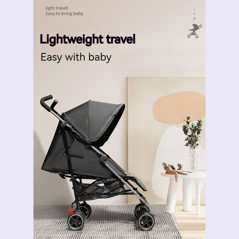 Comfortable & Portable Baby Umbrella Stroller with a Rain Cover-Black