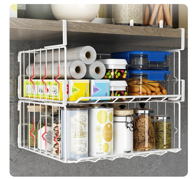 2Pack Under Shelf Storage Basket Hanging Wire Basket Shelves