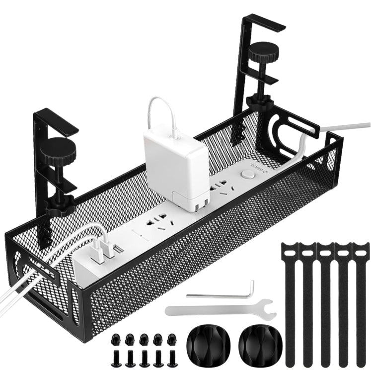 Under Desk Cable Management Tray Cord Organizer for Home Office