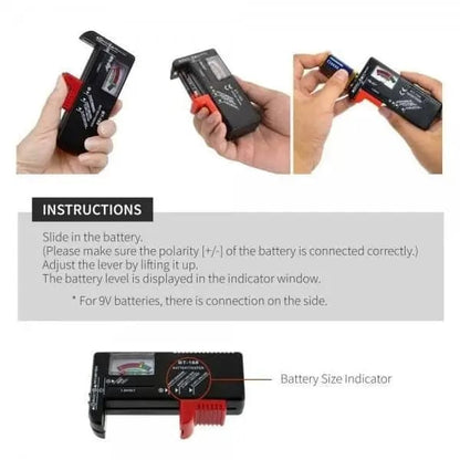 Universal Battery Tester For AA, 9V, Button Type Batteries