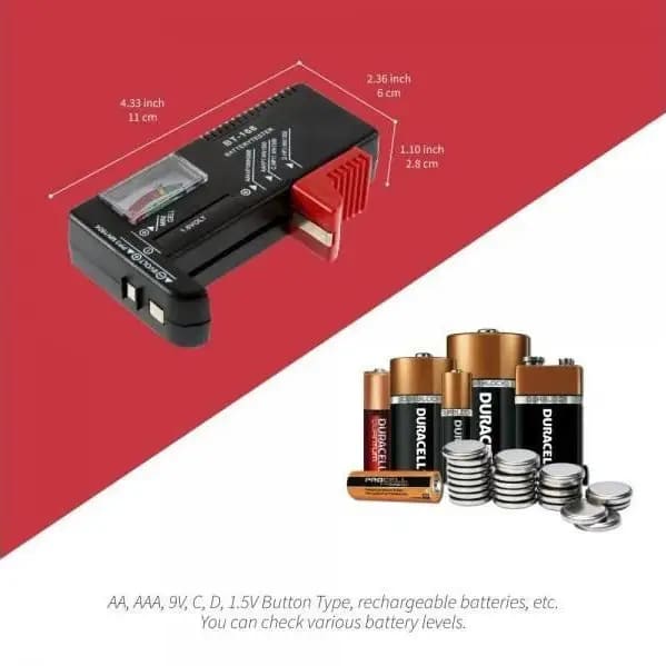 Universal Battery Tester For AA, 9V, Button Type Batteries