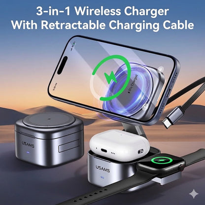 Portable 3-in-1 Magnetic Wireless Charger Charging Stand