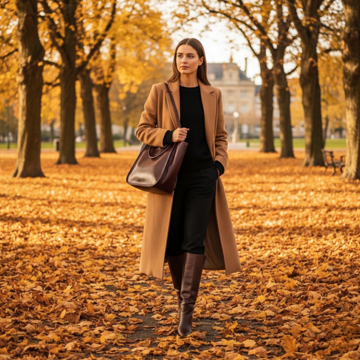 Urban Elegance Coffee Brown Large Leather Tote Bag
