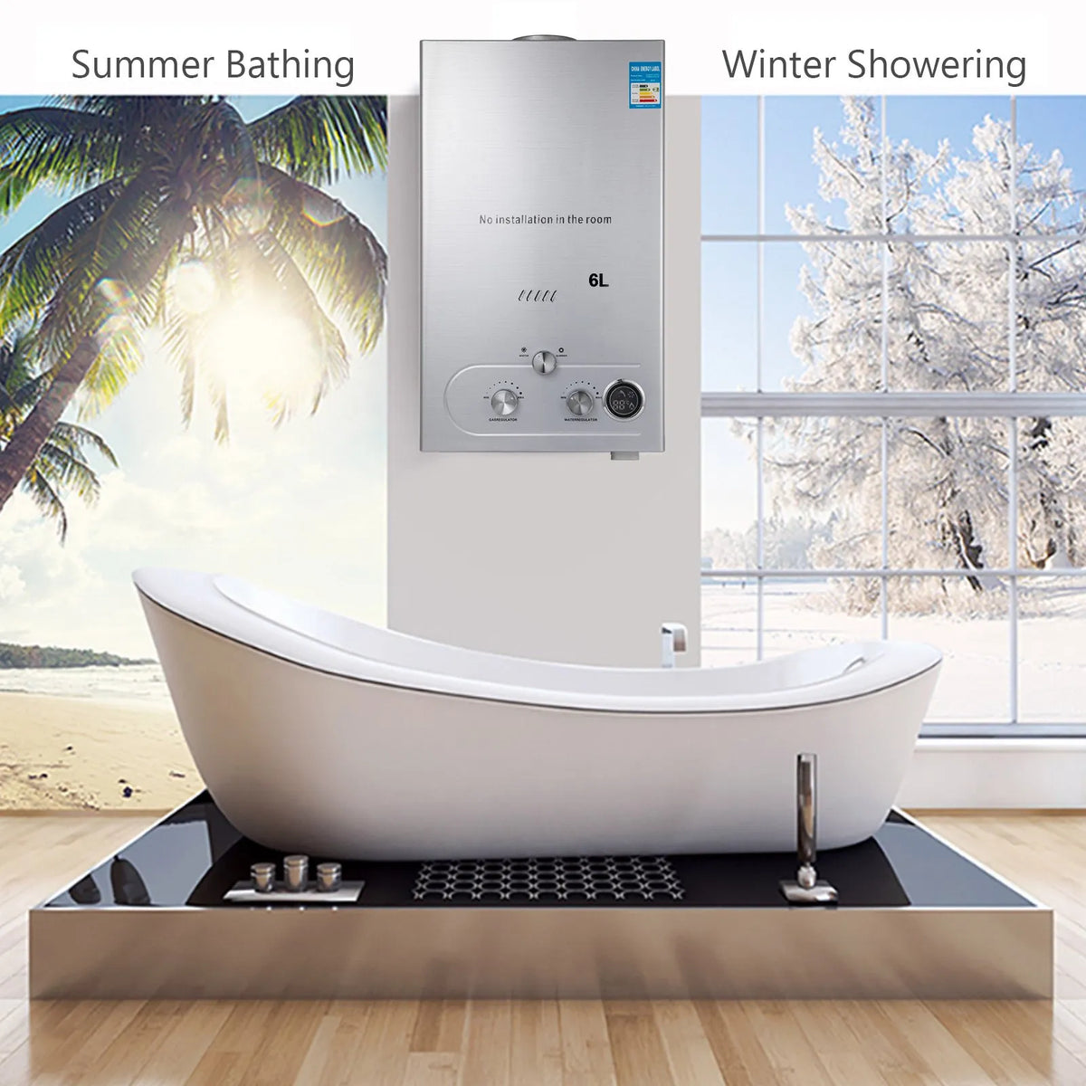 Gas Water Heating With 12V Pump 6L