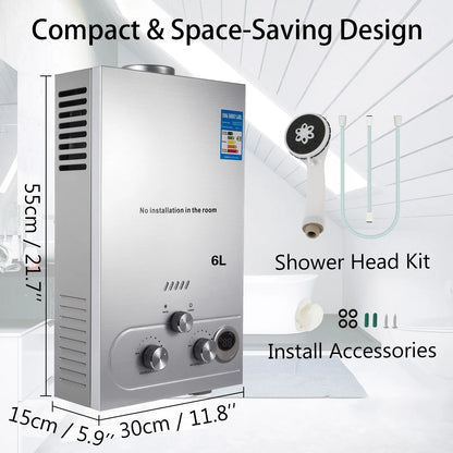 Gas Water Heating With 12V Pump 6L