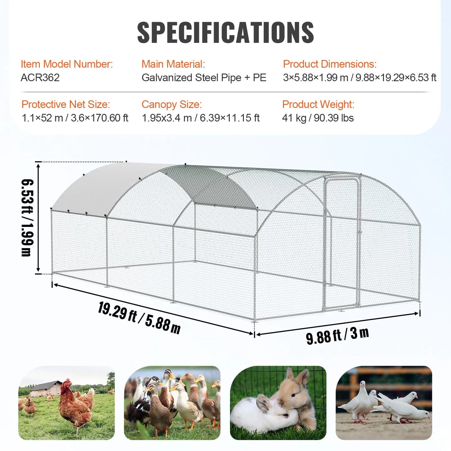 Outdoor Chicken Coop 6m × 3m × 2m