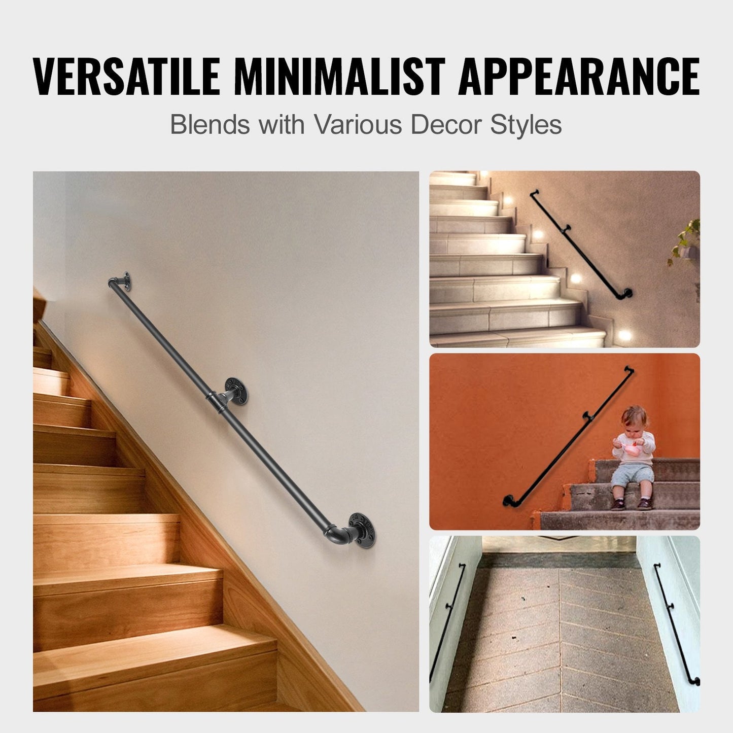 Industrial Pipe Stair Handrail 210CM