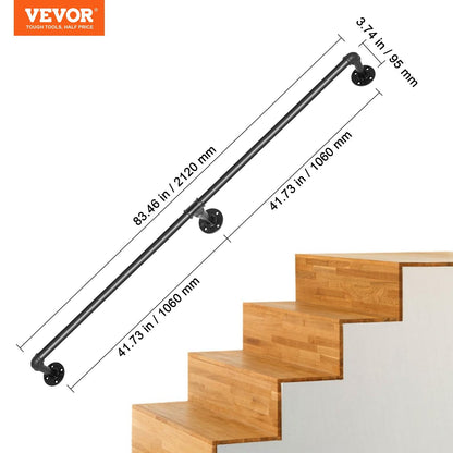Industrial Pipe Stair Handrail 210CM
