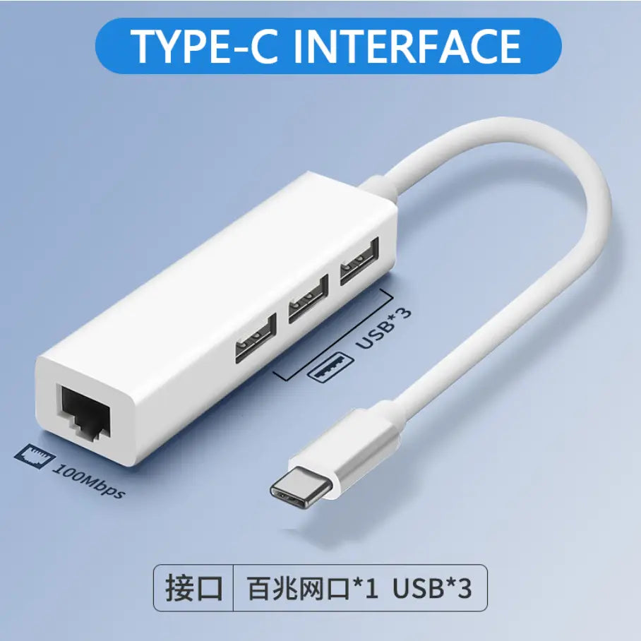 USB 3.0 Type-C Hub with Ethernet | Multi-Port USB Adapter for Laptop & PC
