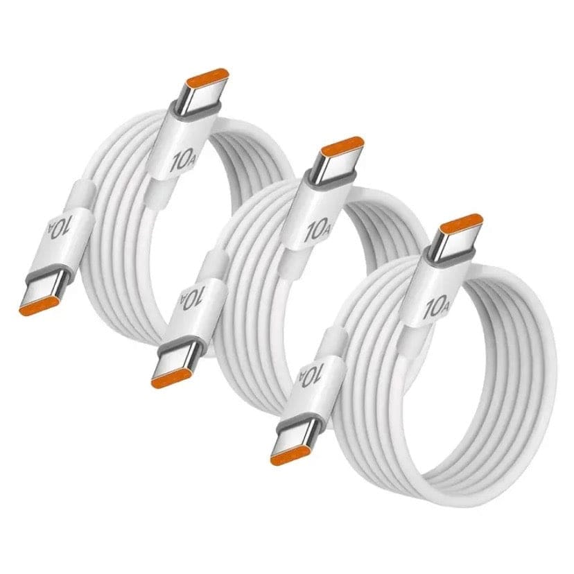 USB-C to USB-C Charger Cable - Universal (White) 0.25m (Pack of 3)