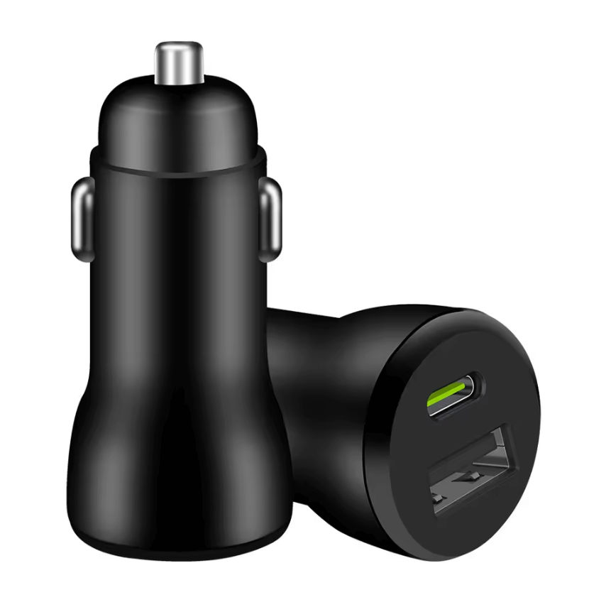 USB + PD Car Charger – Type-C Fast Charging Mobile Adapter