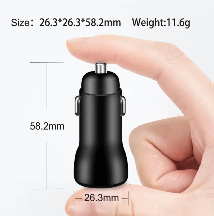 USB + PD Car Charger – Type-C Fast Charging Mobile Adapter