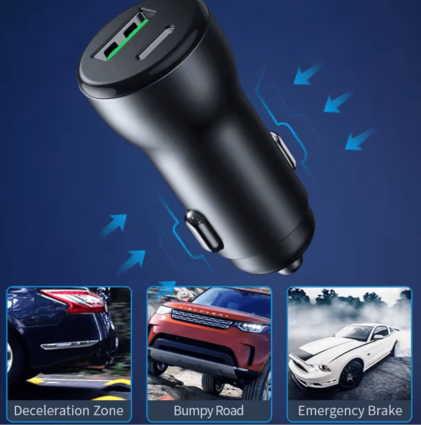 USB + PD Car Charger – Type-C Fast Charging Mobile Adapter