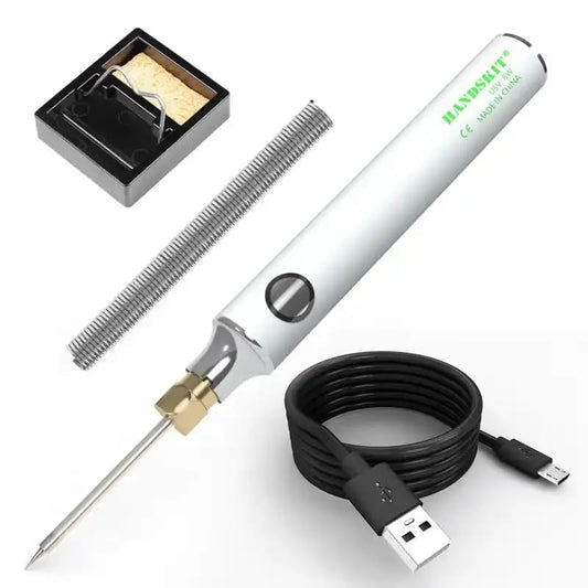 USB Soldering Iron Set - 8W Adjustable Temp, Ceramic Core & Tip