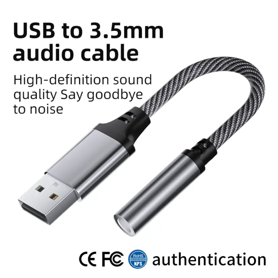 USB to 3.5mm Audio Adapter Cable for Car, Computer & Speaker (USB 3.5mm)