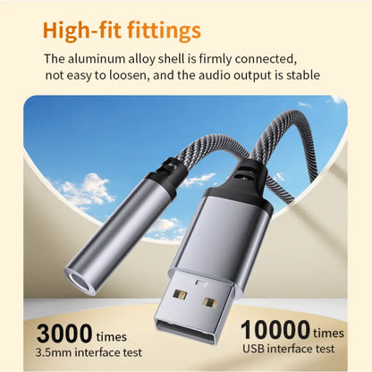 USB to 3.5mm Audio Adapter Cable for Car, Computer & Speaker (USB 3.5mm)