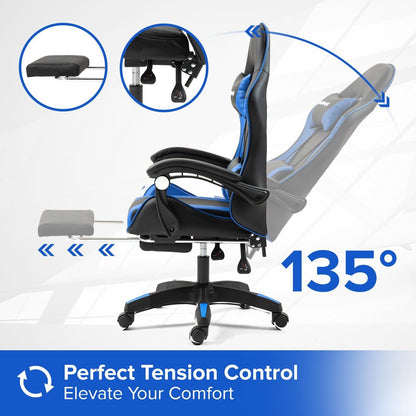 Gaming Office Chair Headrest, Lumbar Support and Footrest