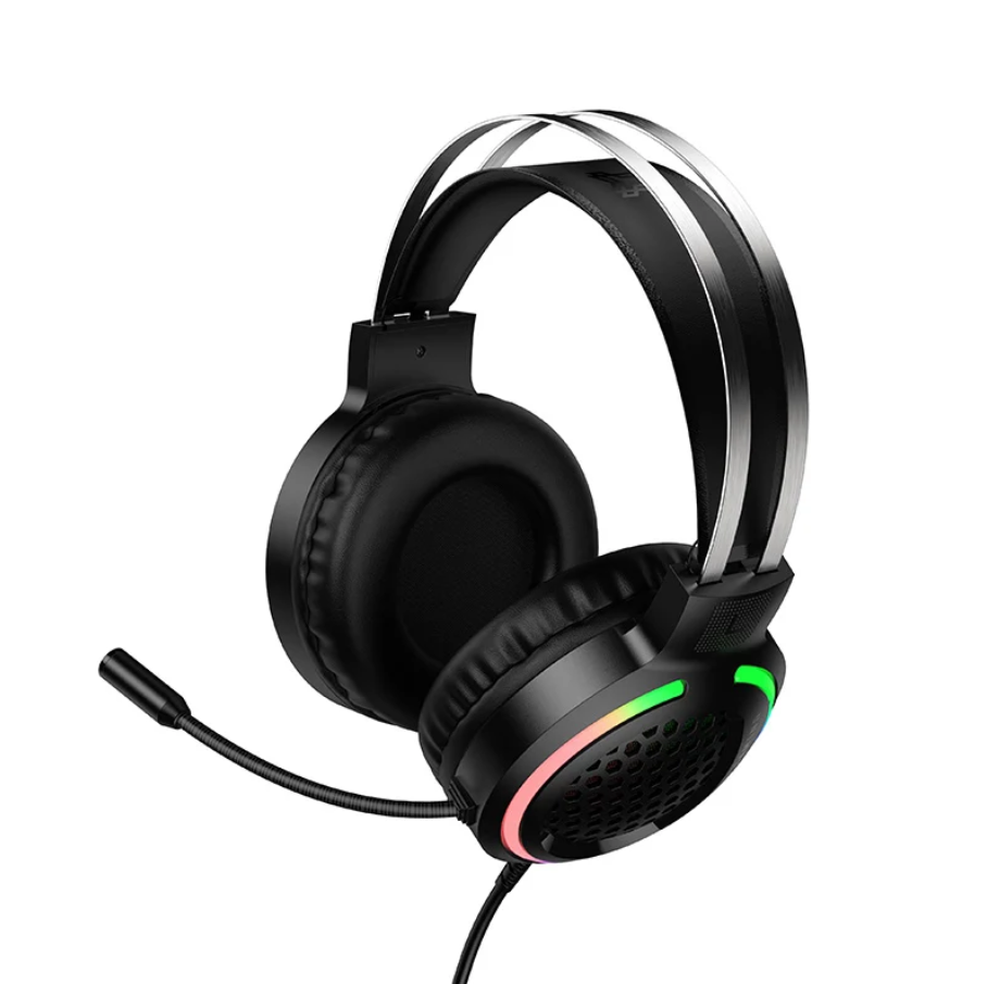 Wired Gaming Headset with 50mm Drivers, Mic & Tri-Color LED (W117)