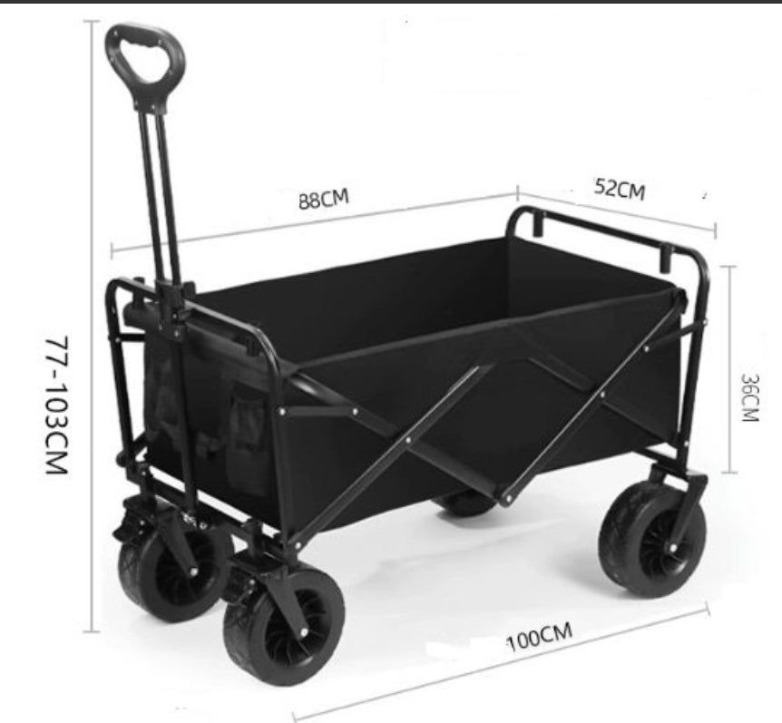 Collapsible Folding Wagon Camping Cart Brake 10"All Terrain Wheels