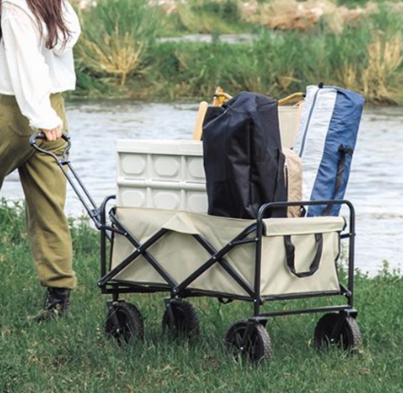 Collapsible Folding Wagon Camping Cart Brake 10"All Terrain Wheels
