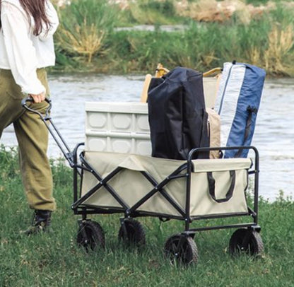 Collapsible Folding Wagon Camping Cart Brake 10"All Terrain Wheels