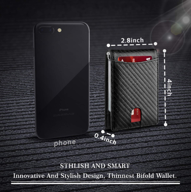 Minimalist Slim Wallet with Money Clip RFID Blocking Front Pocket  Brown