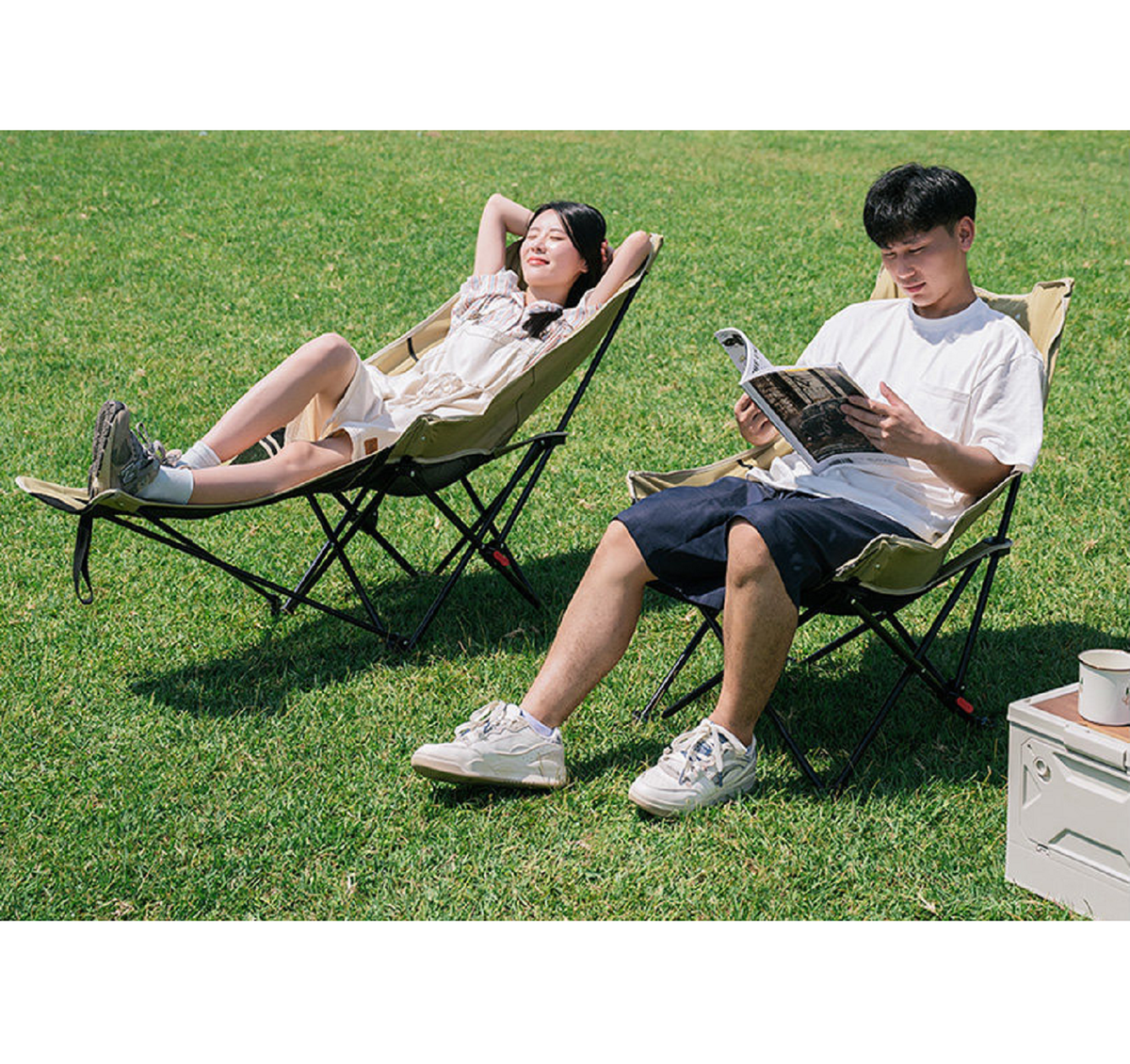 URBAN WAVE Breathable Mesh Reclining Camp Chair with Footrest YQ13510