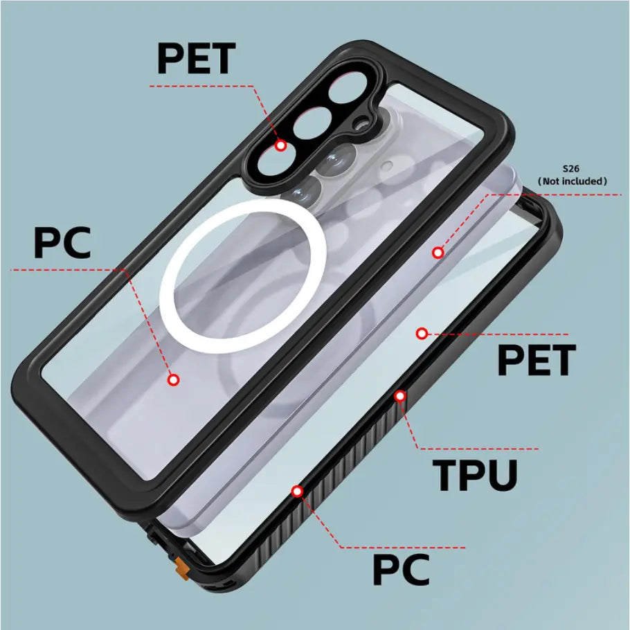Waterproof & Shockproof Case for Samsung Galaxy S26 Plus – Clear Protective Cover