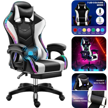 Gaming Chair with Footrest - RGB Gaming Chair with Speakers & Lights