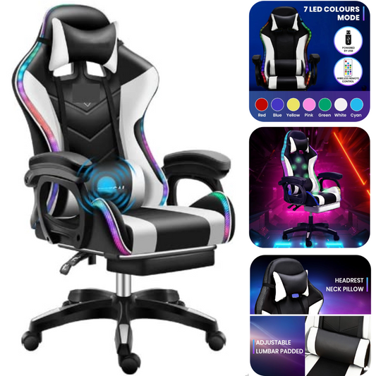 Gaming Chair with Footrest - RGB Gaming Chair with Speakers & Lights