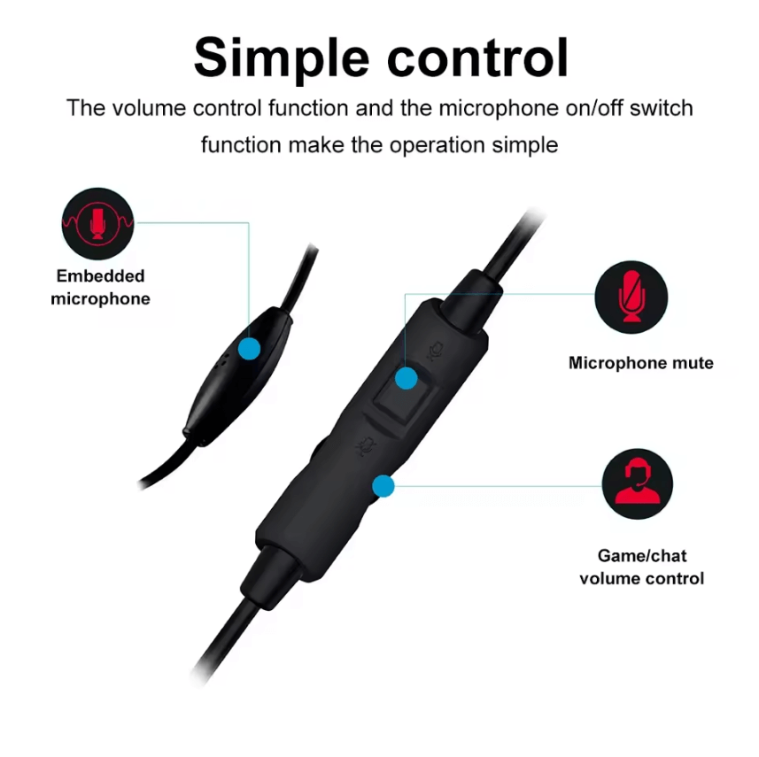 Wired Gaming Headset with Microphone & Volume Control