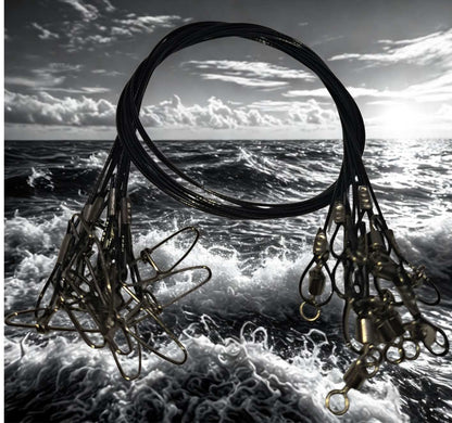 10PCS Heavy-Duty Steel Wire Traces – 150lb x 50cm