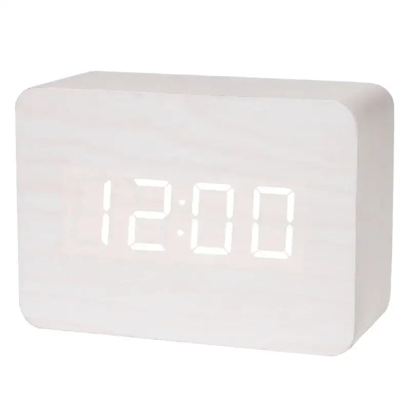 Wooden LED Digital Alarm Clock with Temperature Display & Night Light (4 colours available)