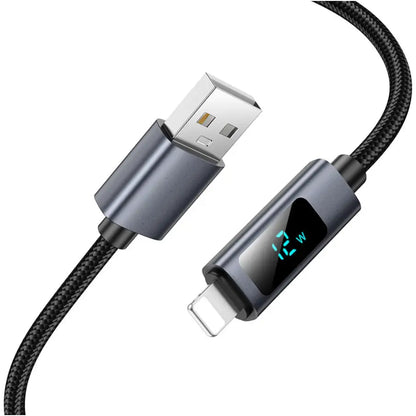 X112 USB to iPhone Fast Charging Cable 2.4A LED Display