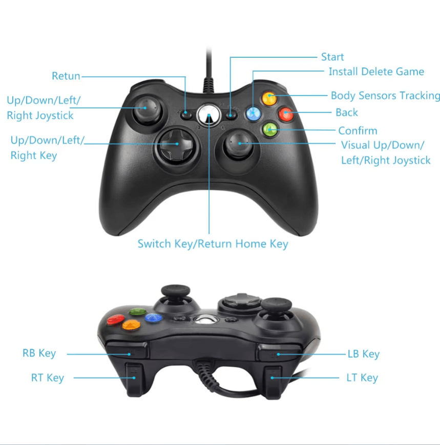Dual Vibration Wired Controller for Xbox 360 & PC – Gamepad