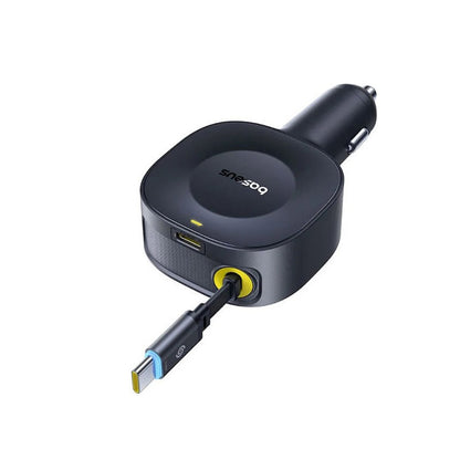 Fast Charging Car Charger USB-C Port + USB-C Retractable Cable