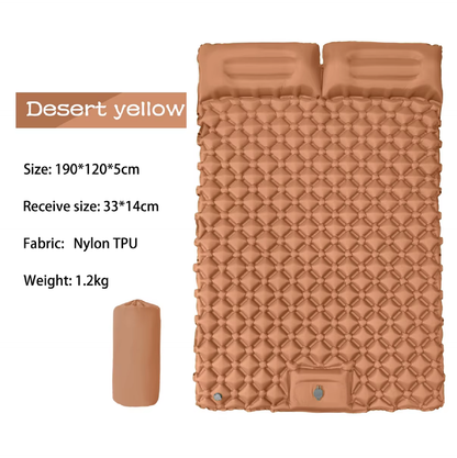 Ultralight 2 Person Inflatable Camping Sleeping Mat with Built-in Foot Pump and Pillow YFHW7016