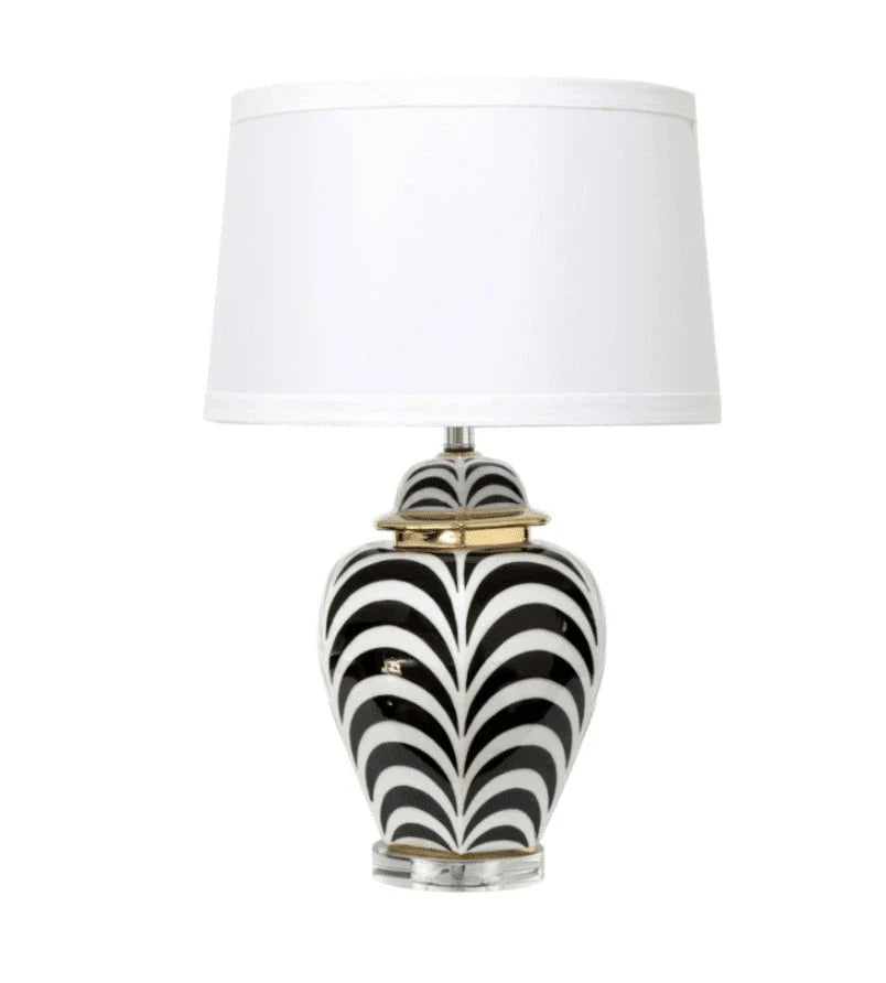 Zebra Print Table Lamp with White Shade at online8 furniture store Auckland
