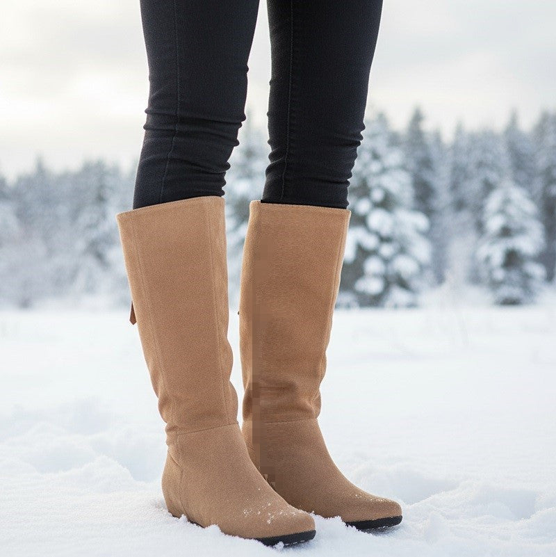 Real Leather Boots Waterproof 9-11 Suede Hidden Wedges