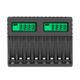 8 Slot Smart Battery Charger for AA/AAA Rechargeable Batteries LCD Display