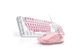 Inphic V960 gaming keyboard white&pink 104-key blue switch wired gaming keyboard