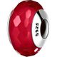 Silver Facetted Glass Charm Bead (Red)