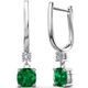 925 Sterling Silver Drop Emerald Earrings 