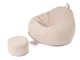 Bean Bag Chair with Footstool- Khaki