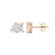 Sterling Silver Rose Gold Plate CZ Toi et Moi Style Studs