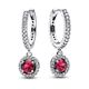 Red Round Sparkling Hoop Earrings