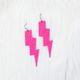 Lighting Bolt Leather Earrings - Hot Pink Glitter